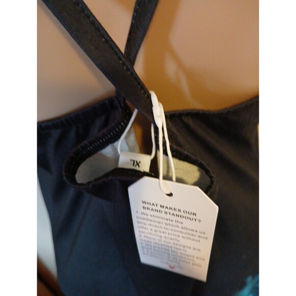 Borniu Womens Vneck Criss Cross Tank Beach Flower Sundress Size Xl-Blues/Floral - Picture 16 of 16